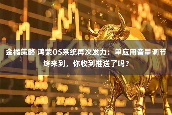 金橘策略 鸿蒙OS系统再次发力：单应用音量调节终来到，你收到推送了吗？