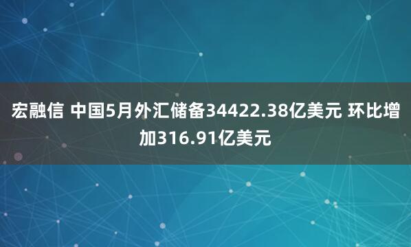 宏融信 中国5月外汇储备34422.38亿美元 环比增加316.91亿美元